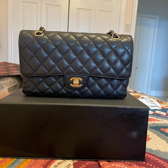 CHANEL Handbags - SOLD- 💕Chanel medium double flap caviar leather💕